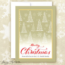 Classic Christmas Snowy Pines Flat Holiday Card