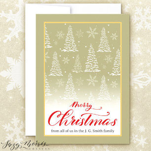 Classic Christmas Snowy Pines Flat Holiday Card