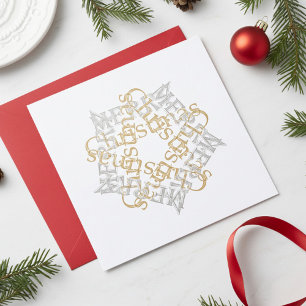 Classic Christmas Star Gold Silver Calligraphy Art