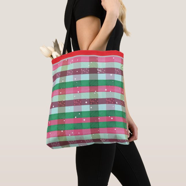 Classic Christmas Stripes Pattern Tote Bag (Close Up)