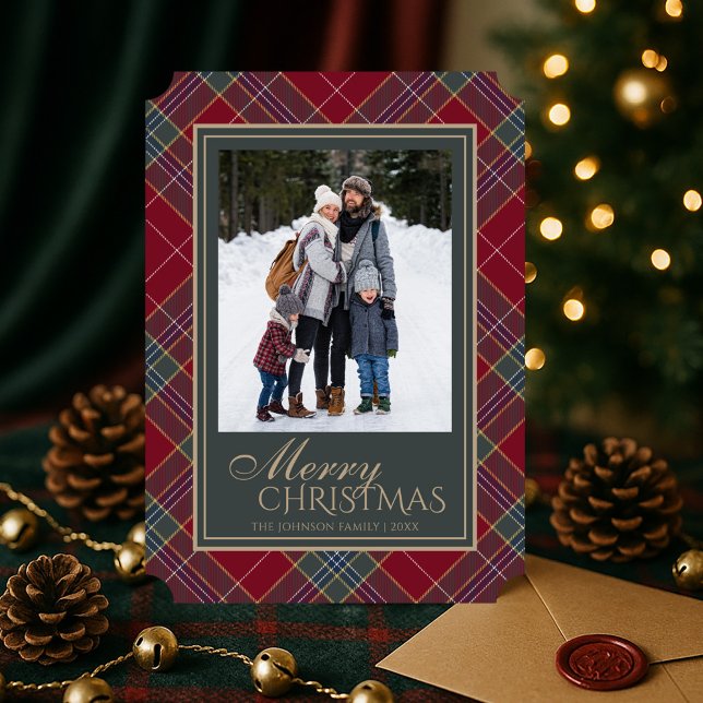 Classic Christmas Tartan Plaid Photo Holiday Card (Creator Uploaded)