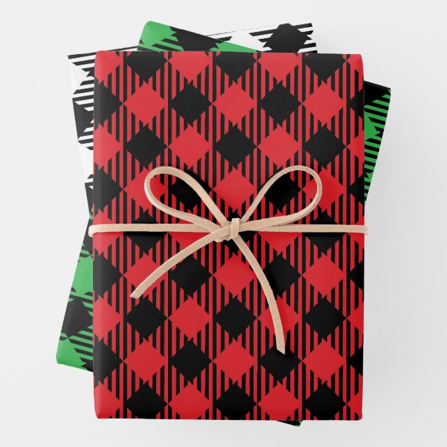 Classic Christmas Tartan Wrapping Paper, Holiday Wrapping Paper Sheet (In situ)