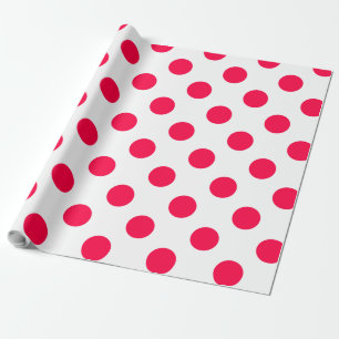 Classic Christmas Template Red Polka Dots White Wrapping Paper