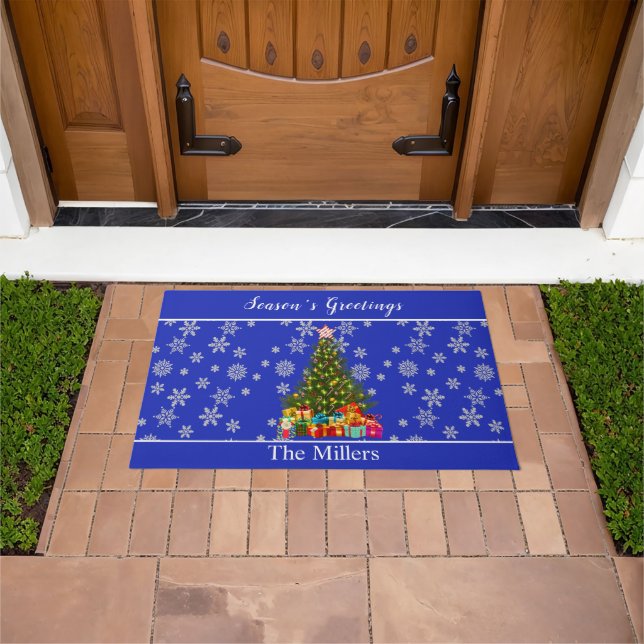 Classic Christmas Tree and Snowflakes Doormat (Outdoor)