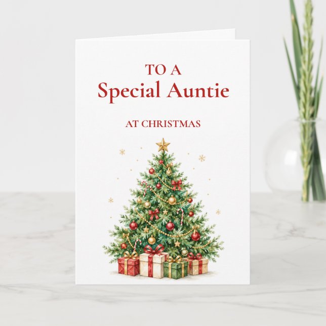 Classic Christmas Tree Card for Auntie (Front)