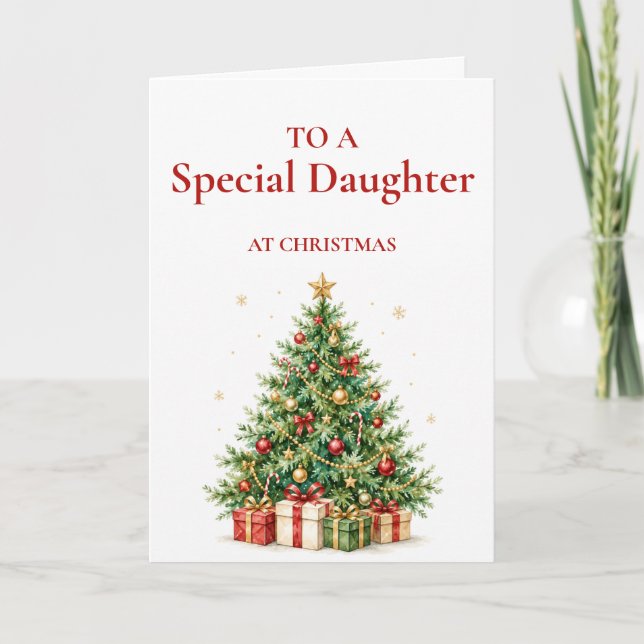 Classic Christmas Tree Card for Daughter (Front)
