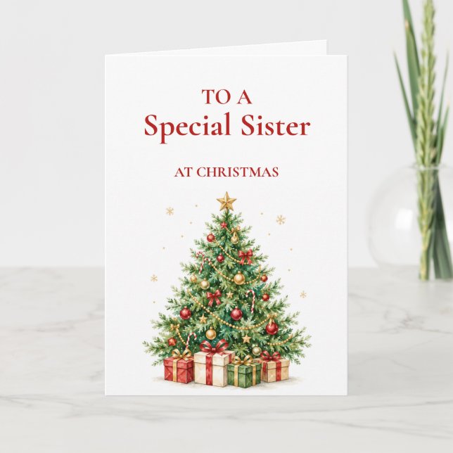 Classic Christmas Tree Card for Sister (Front)
