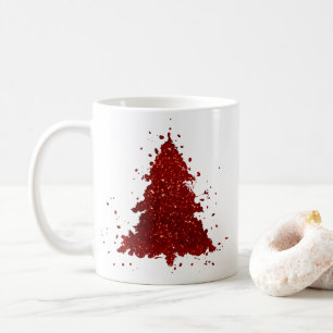 Classic Christmas Tree   Festive Rich Crimson Red Coffee Mug
