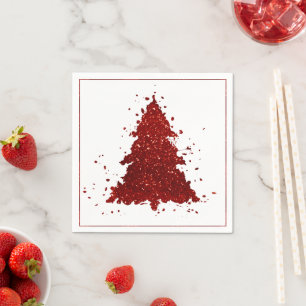 Classic Christmas Tree Festive Rich Crimson Red Napkin