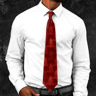 Classic Christmas Tree   Festive Rich Crimson Red Tie