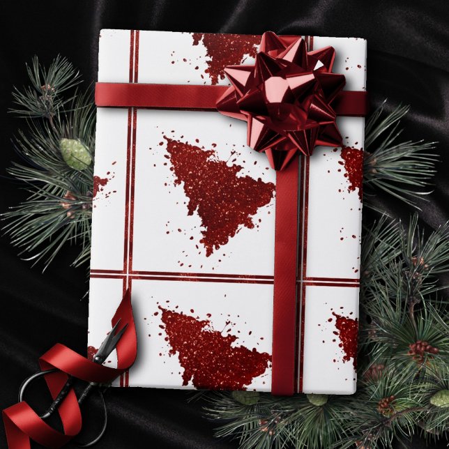 Classic Christmas Tree | Festive Rich Crimson Red Wrapping Paper (Creator Uploaded)