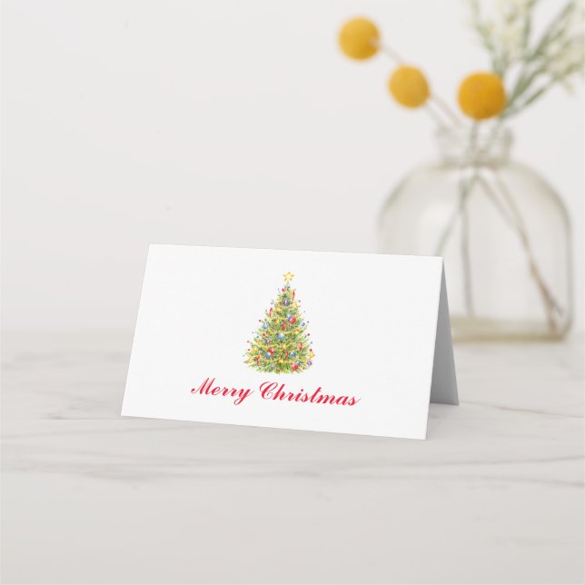 Classic Christmas Tree Folded Place Cards (Front)
