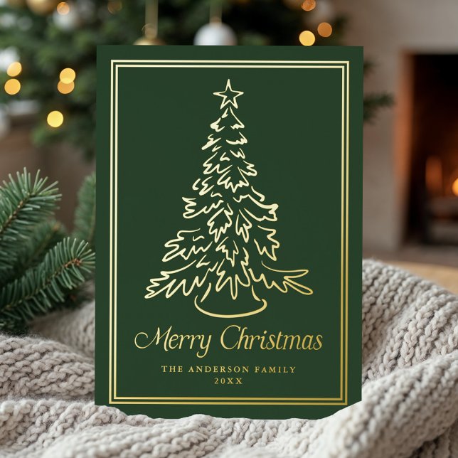 Classic Christmas Tree Forest Green Non-Photo Foil Holiday Card (Creator Uploaded)