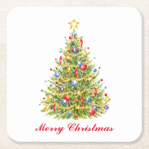 Classic Christmas Tree Merry Christmas Coasters