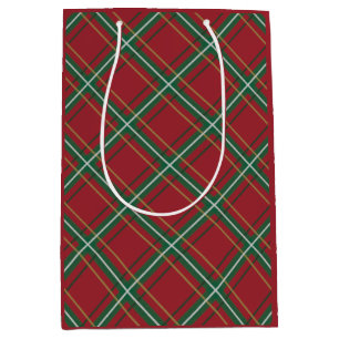 Classic Christmas Tree Plaid Medium Gift Bag