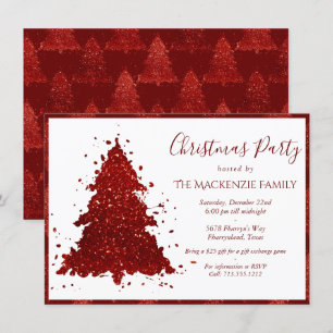 Classic Christmas Tree Rich Crimson Red Party Holiday Card