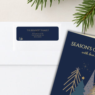 Classic Christmas Tree Seasons Greetings Gold Foil
