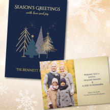 Classic Christmas Tree Seasons Greetings Gold Foil