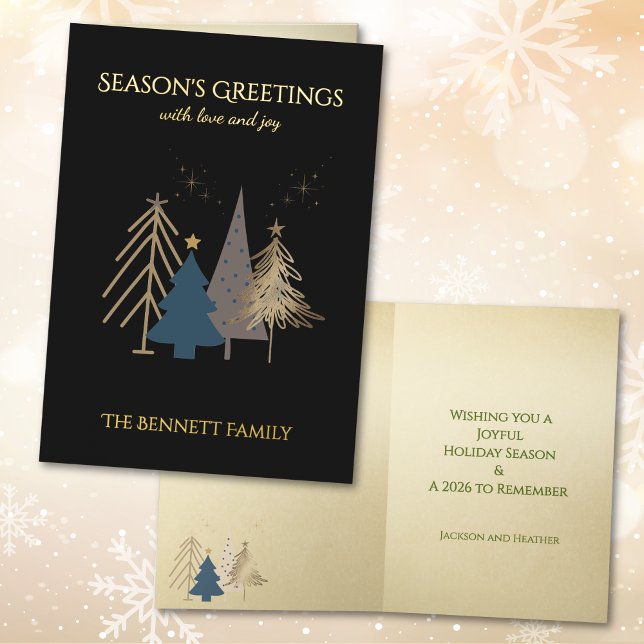 Classic Christmas Tree Seasons Greetings Gold  Foil Greeting Card (Creator Uploaded)