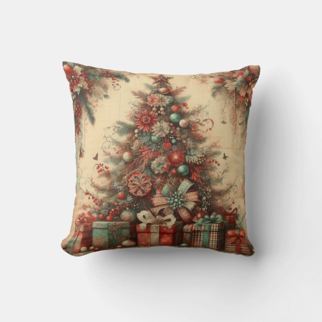 Classic Christmas Tree Throw Pillow (Front)