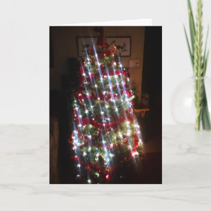 Classic Christmas Tree with Bright White Lights Holiday Card