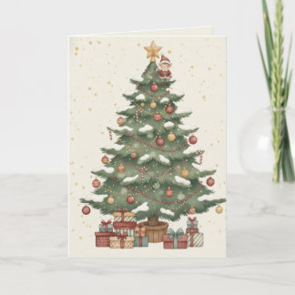 Classic Christmas Tree with Vintage Gifts Card