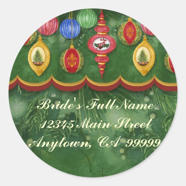 Classic Christmas Wedding Address Label Stickers (Front)