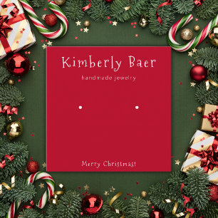 Classic Christmas White Red Earring Display Square Business Card