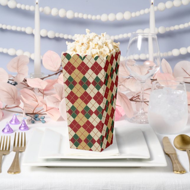 Classic, Christmas/winter argyle patterned Favour Box (Wedding)