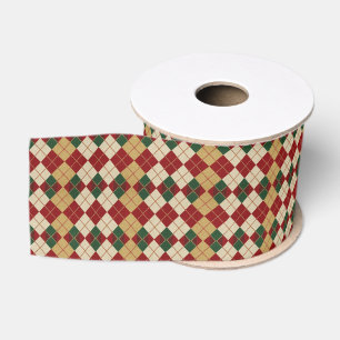 Classic, Christmas/winter argyle patterned Grosgrain Ribbon