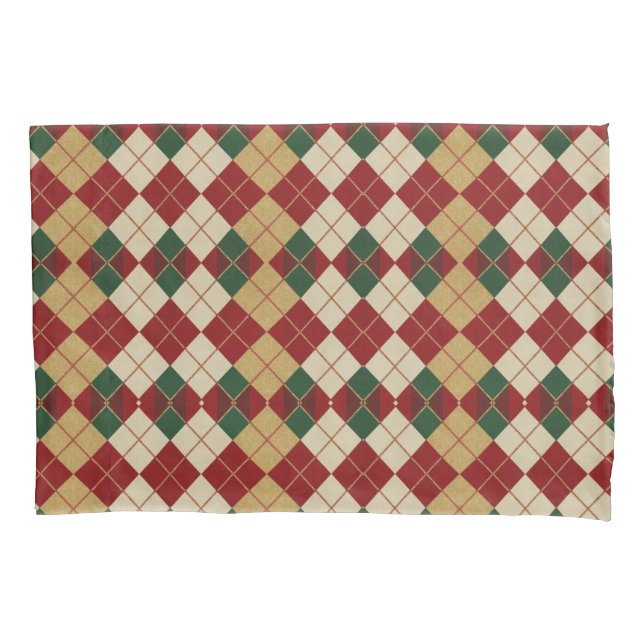 Classic, Christmas/winter argyle patterned Pillowcase (Front)