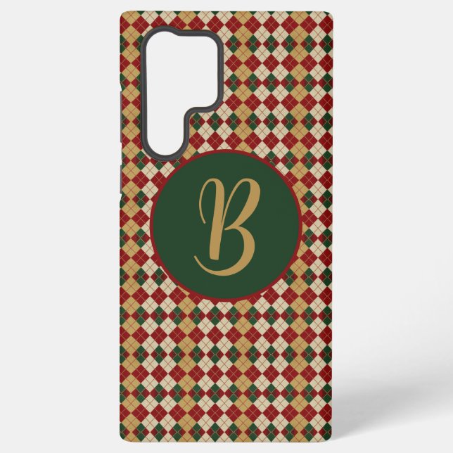 Classic, Christmas/winter argyle patterned Samsung Galaxy S22 Ultra Case (Back)
