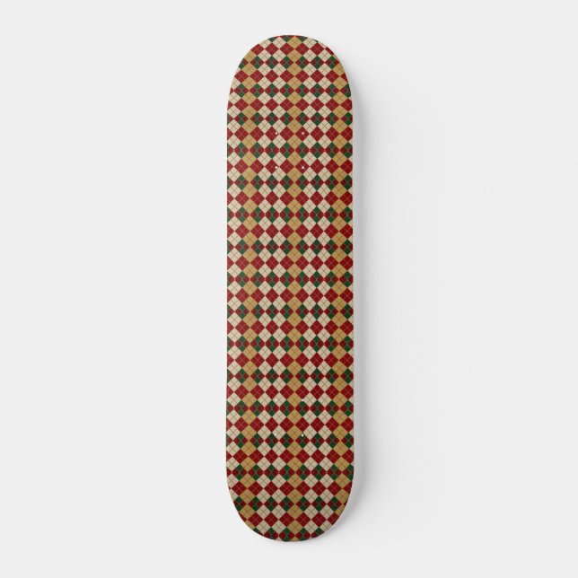 Classic, Christmas/winter argyle patterned Skateboard (Front)