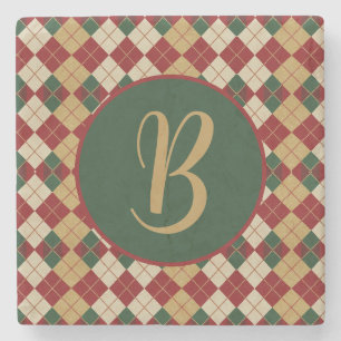 Classic, Christmas/winter argyle patterned Stone Coaster