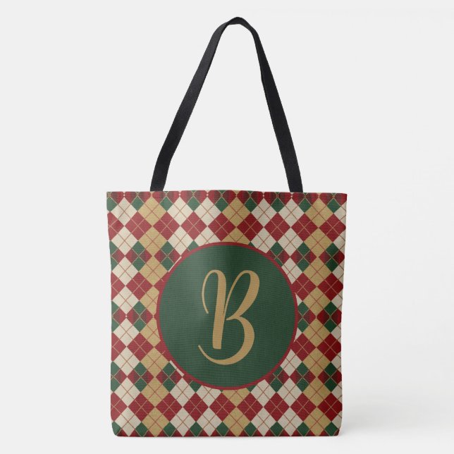 Classic, Christmas/winter argyle patterned Tote Bag (Front)