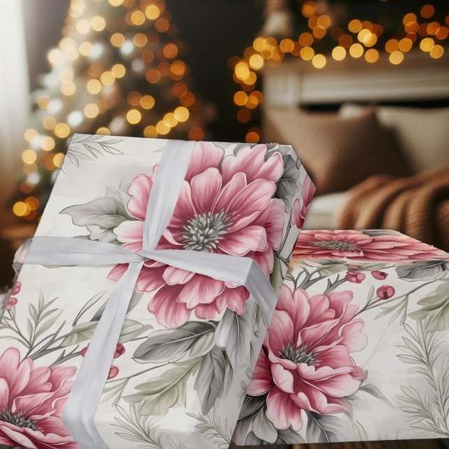 Classic Christmas Winter Florals Plaid, Decoupage Wrapping Paper (Creator Uploaded)
