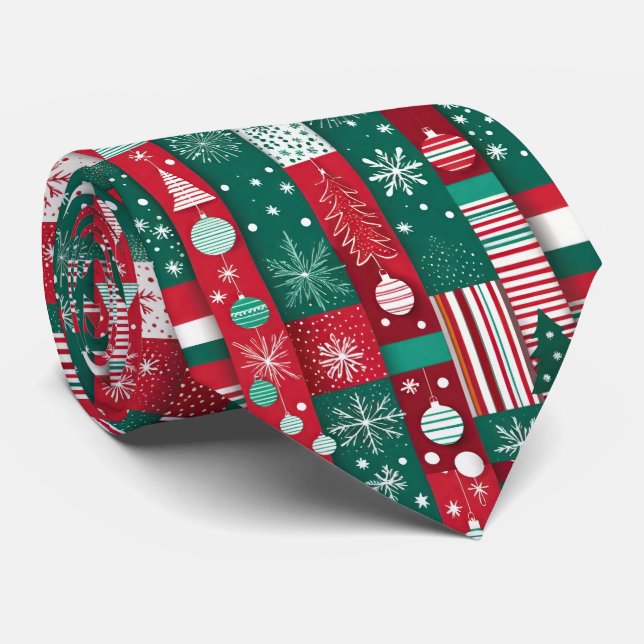Classic Christmas Wrapping Paper Pattern Red Green Tie (Rolled)