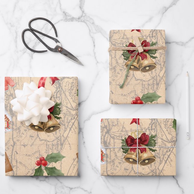 Classic Christmas Wrapping Paper Sheet (Front)