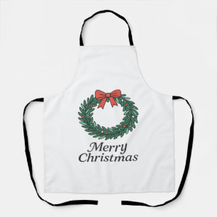 Classic Christmas Wreath – Minimalist Merry Christ Apron