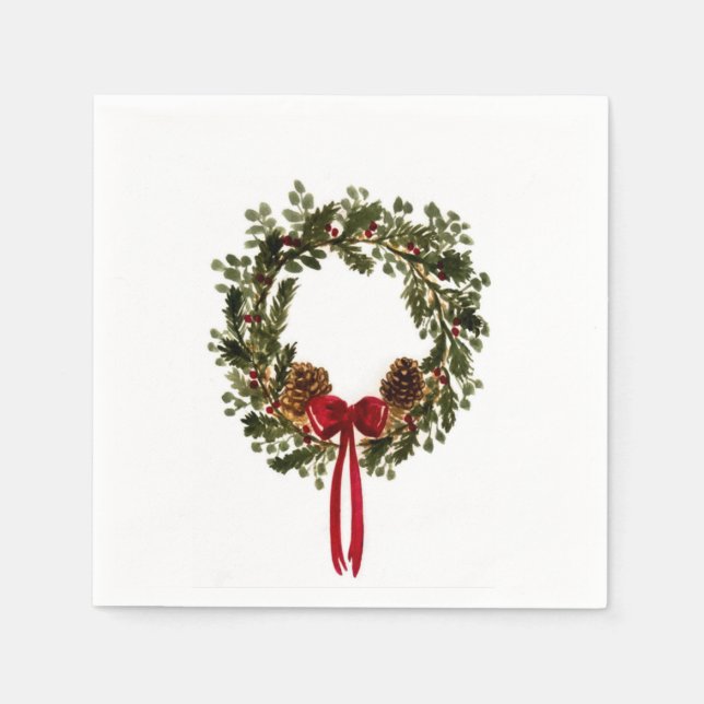 Classic Christmas Wreath Napkins (Front)