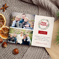 Classic Christmas Wreath Two Photos Personalised