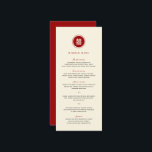 Classic Circle Double Happiness Chinese Wedding Menu<br><div class="desc">Classic Red Double Lined Round Circle Double Happiness On A Cream Background, Double Sided Chinese Wedding Design. Minimalist double happiness symbol design in simple chinese character writing on a solid ivory background. A stylish and classy asian themed wedding design for the modern chinese couple. The double happiness is an auspicious...</div>