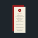Classic Circle Double Happiness Chinese Wedding Menu<br><div class="desc">Classic Red Double Lined Round Circle Double Happiness On A Cream Background, Double Sided Chinese Wedding Design. Minimalist double happiness symbol design in simple chinese character writing on a solid ivory background. A stylish and classy asian themed wedding design for the modern chinese couple. The double happiness is an auspicious...</div>