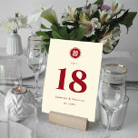 Classic Circle Double Happiness Chinese Wedding Table Number<br><div class="desc">Classic Red Double Lined Round Circle Double Happiness On A Ivory/Cream/Beige Background, Double Sided Chinese Wedding Table Number Card. Minimalist double happiness symbol design in simple chinese character writing on a solid ivory background. A stylish and classy asian themed wedding design for the modern chinese couple. The double happiness is...</div>