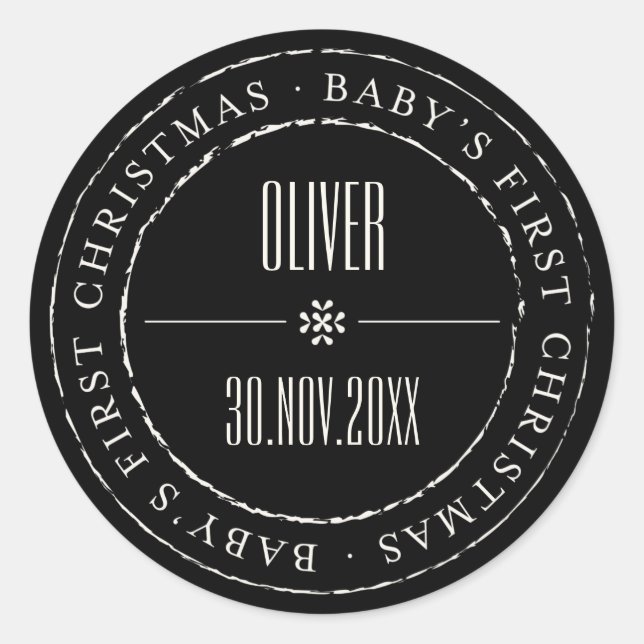 Classic Circle Stamped Seal Baby's First Christmas (Front)