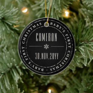 Classic Circle Stamped Seal Baby's First Christmas Ceramic Tree Decoration