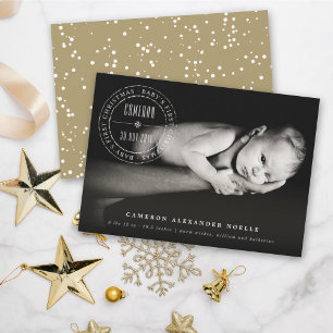 Classic Circle Stamped Seal Baby's First Christmas Holiday Card