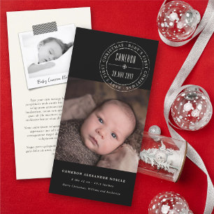 Classic Circle Stamped Seal Baby's First Christmas Holiday Card
