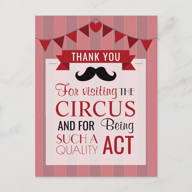 Classic Circus Poster Birthday Party Thank You Postcard (Front)