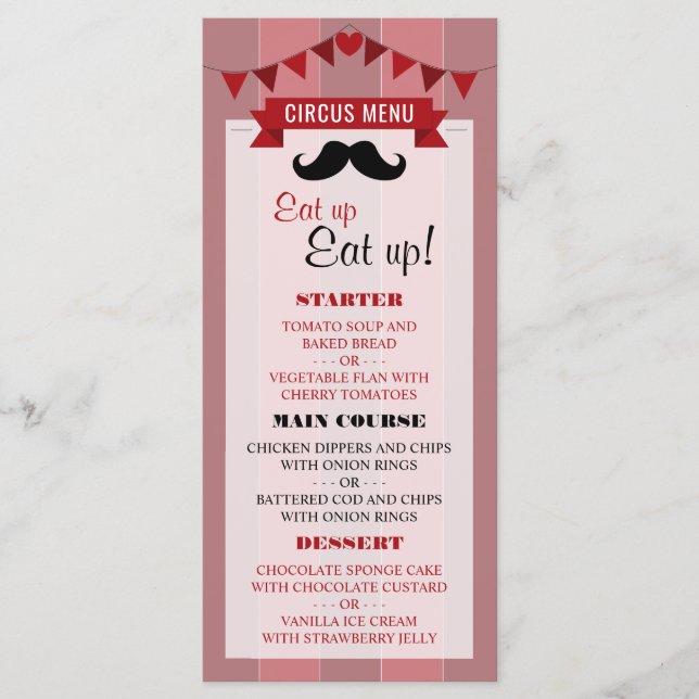 Classic Circus Poster Children's Birthday Menu (Front)